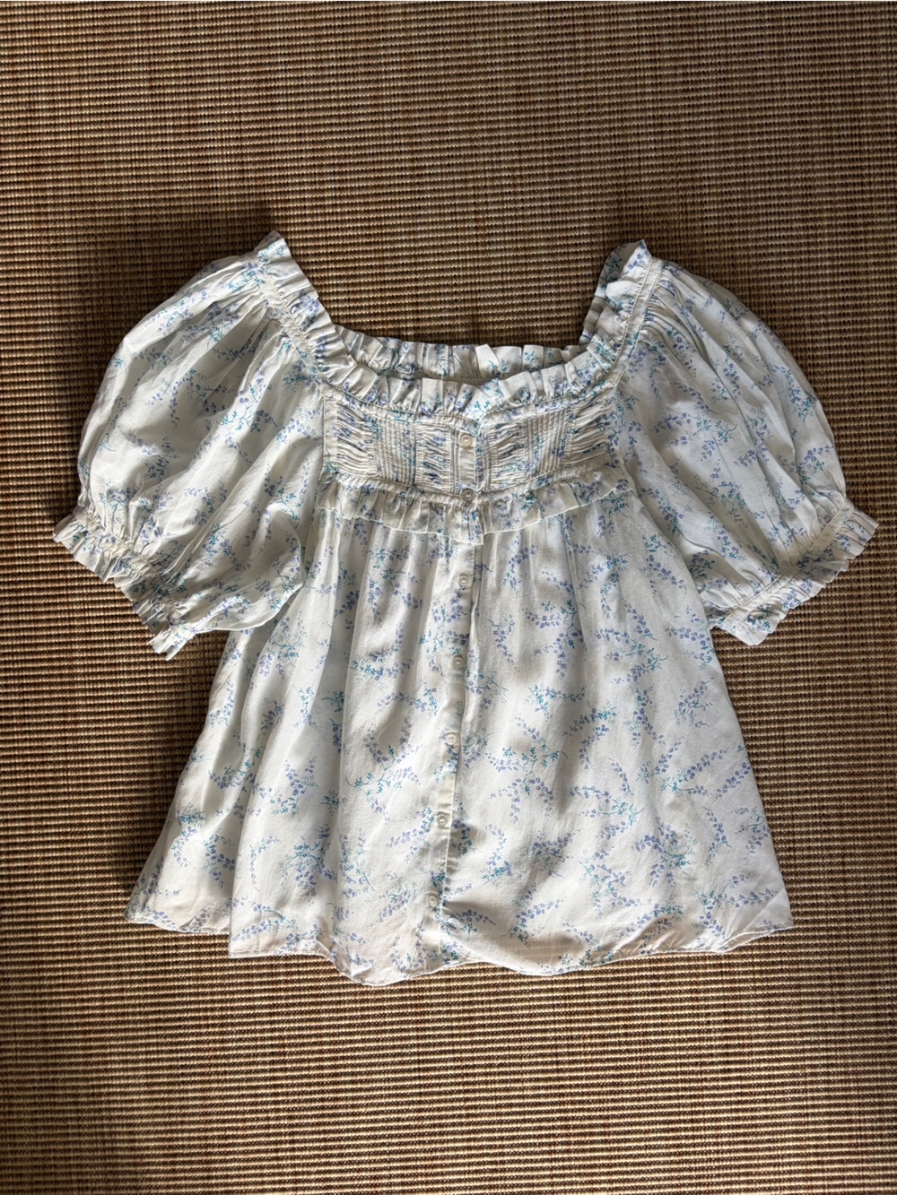 Doen Farley Cotton Ruffle Shoulder Sleeve Blouse Top Blanc Bluebell Ballad White - Picture 1 of 7